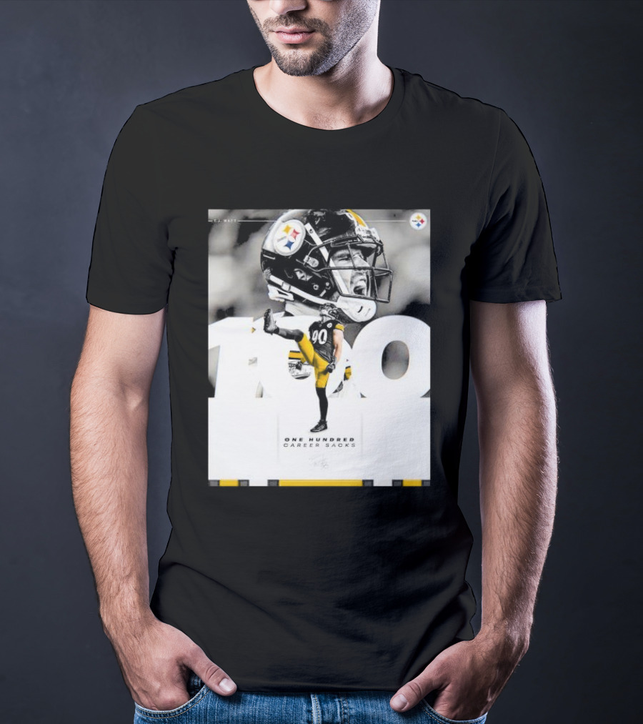TJ Watt Pittsburgh Steelers 100 Career Sacks Signature T-Shirt