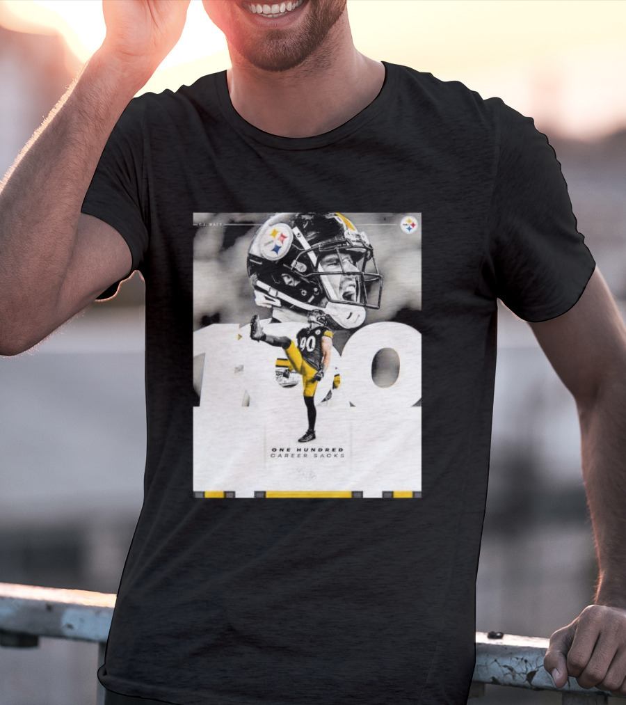 TJ Watt Pittsburgh Steelers 100 Career Sacks Signature T-Shirt