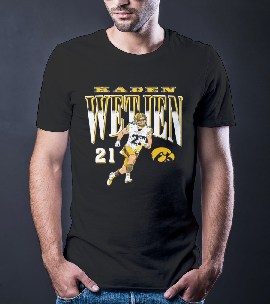 Kaden Wetjen Iowa Hawkeyes 21 Player Cartoon T-Shirt