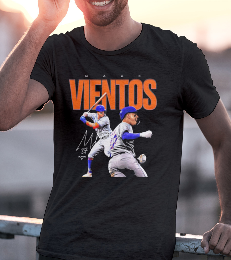 Mark Vientos New York Mets MLB 27 Signature Baseball Action T-Shirt