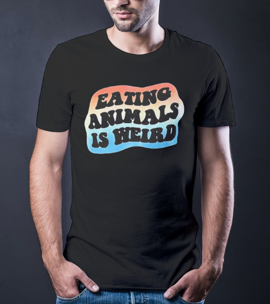 Eating Animals Is Weird Retro Hippie Style Bold Psychedelic Text T-Shirt