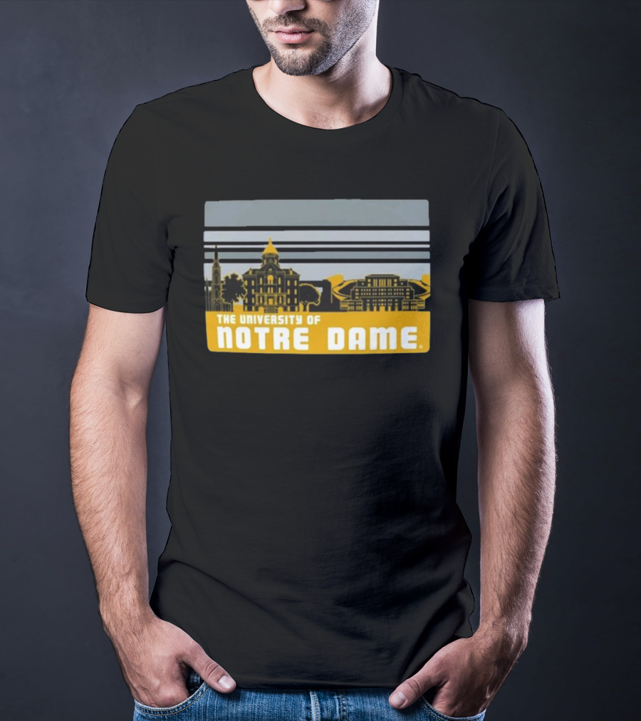 The University Of Notre Dame Fighting Irish Striped Campus Skyline T-Shirt