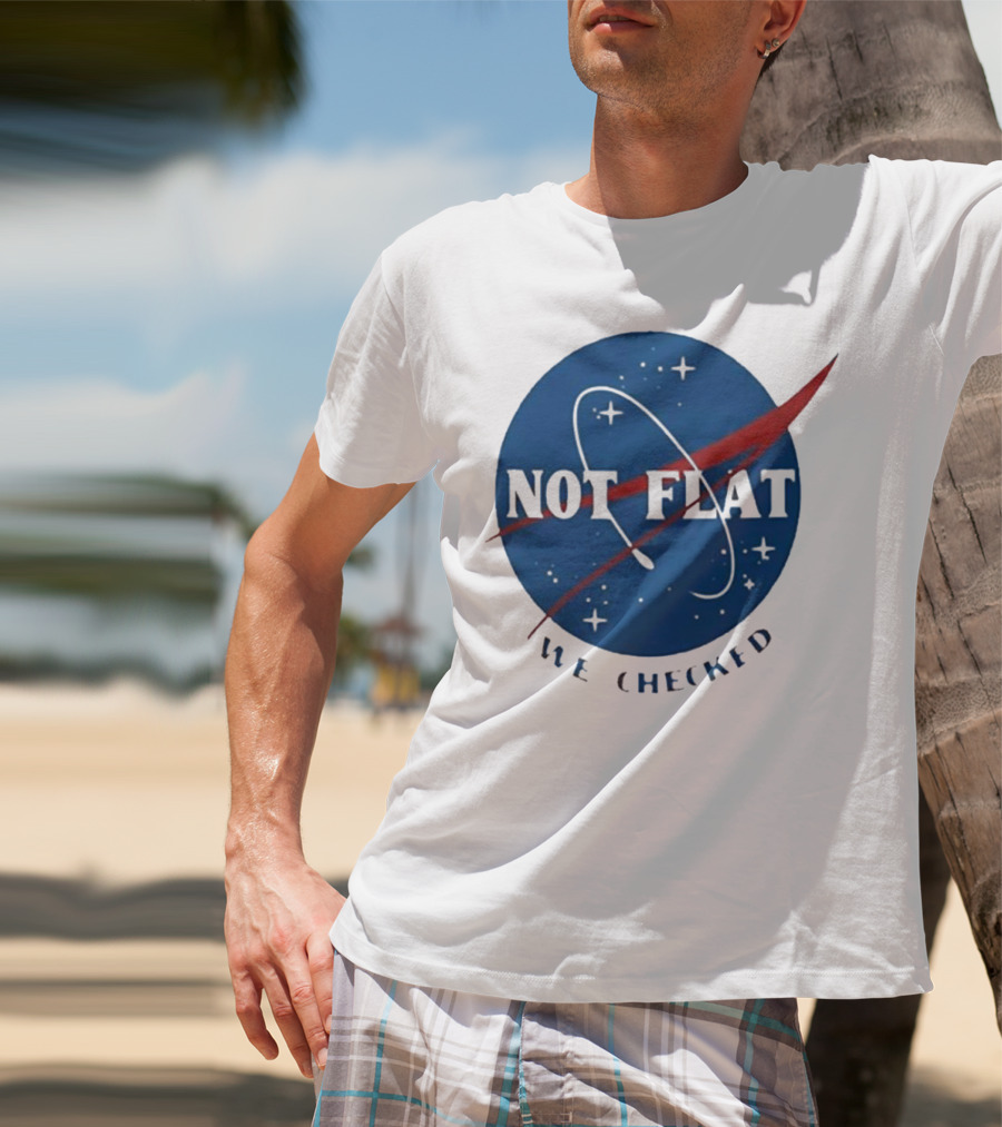 Not Flat We Checked Space Exploration Emblem T-Shirt