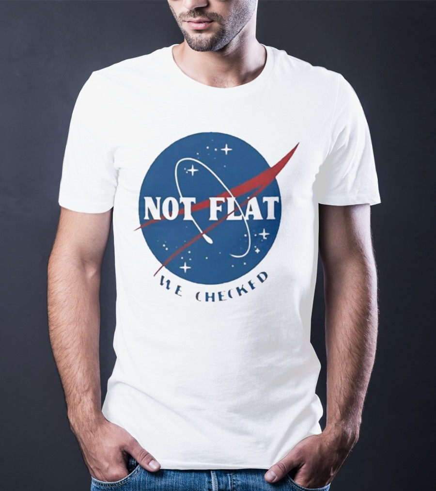Not Flat We Checked Space Exploration Emblem T-Shirt