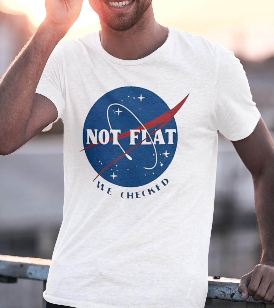 Not Flat We Checked Space Exploration Emblem T-Shirt