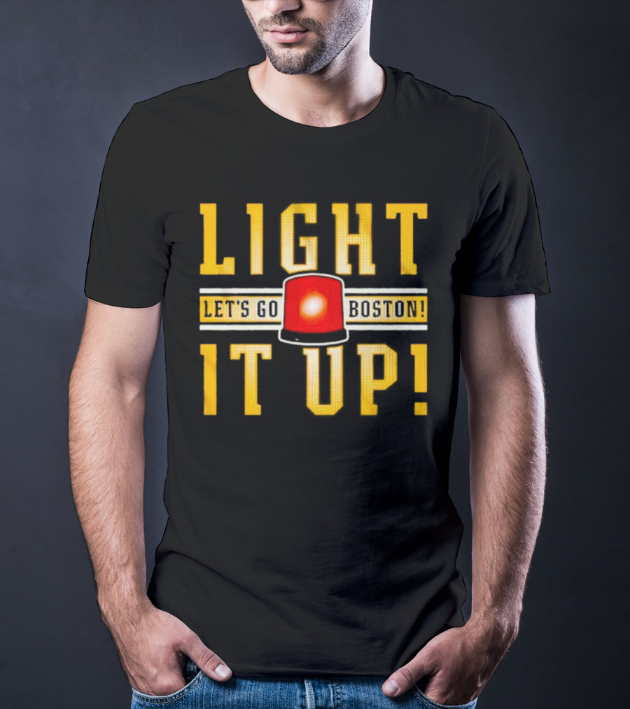 Light It Up Let's Go Boston Hockey Alarm Light T-Shirt
