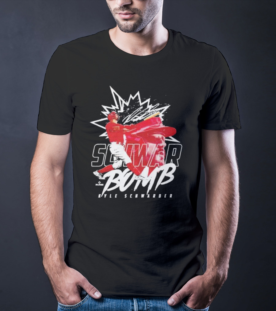 Schwar Bomb Kyle Schwarber Philadelphia Phillies Signature Iconic Baseball Explosion T-Shirt