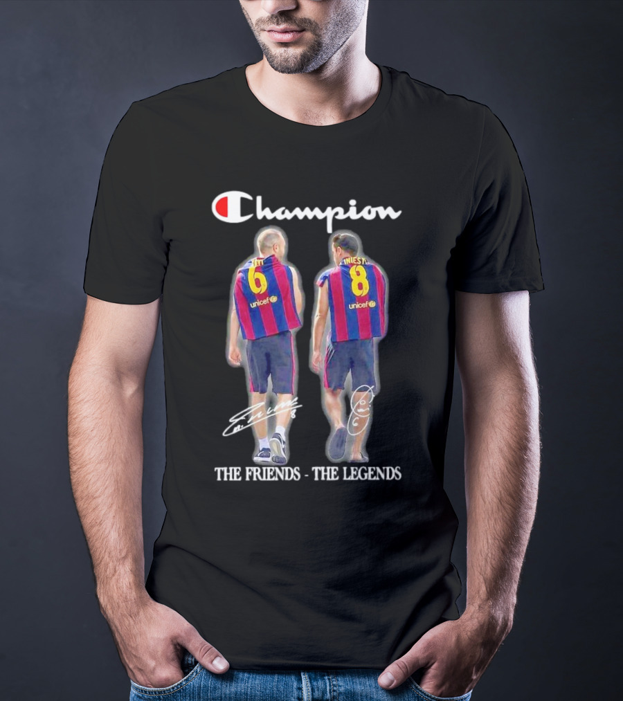 Champion Barcelona Xavi Iniesta The Friends The Legends Signatures T-Shirt