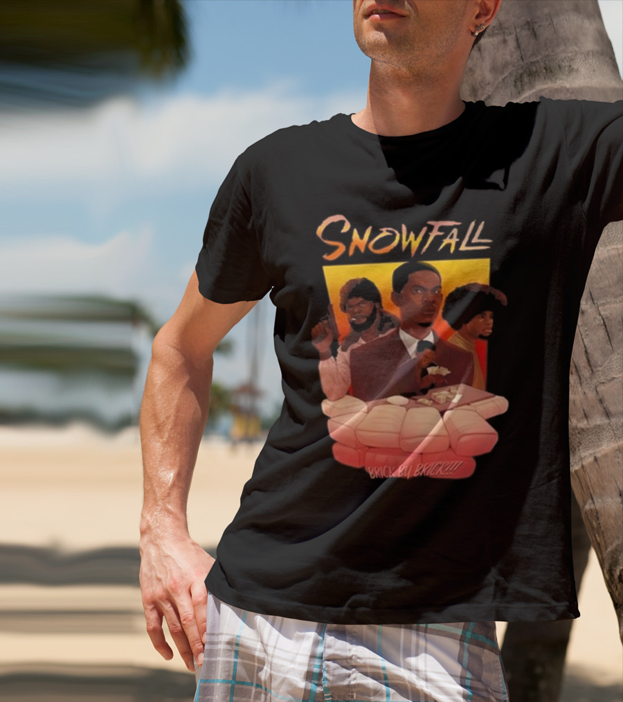 Snowfall Brick By Brick Retro Art Character Collage T-Shirt