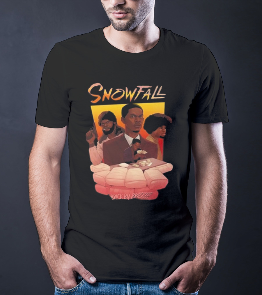 Snowfall Brick By Brick Retro Art Character Collage T-Shirt