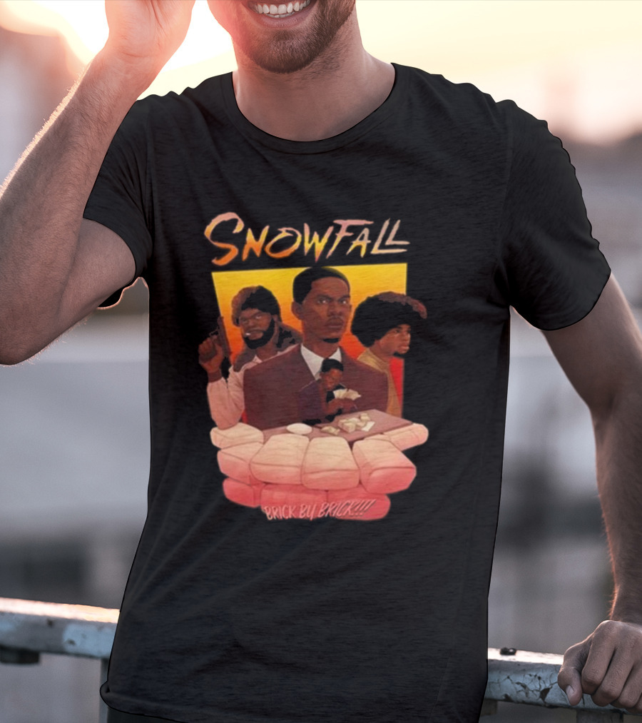 Snowfall Brick By Brick Retro Art Character Collage T-Shirt