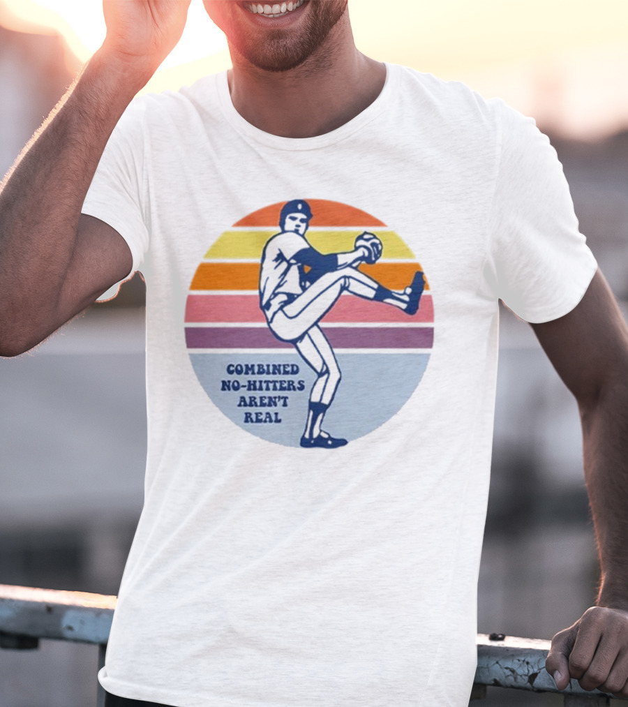 Combined No-Hitters Aren’t Real Vintage Baseball Pitcher Retro Stripes T-Shirt
