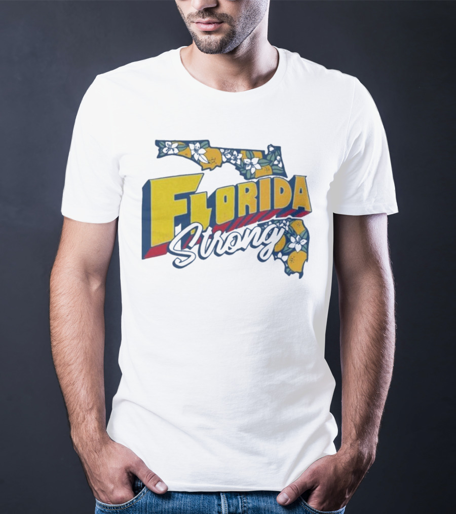 Florida Strong Hurricane Milton Pray Orange Blossom Map T-Shirt