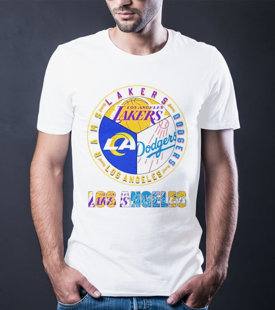 Los Angeles Rams Lakers Dodgers Circle Mashup T-Shirt