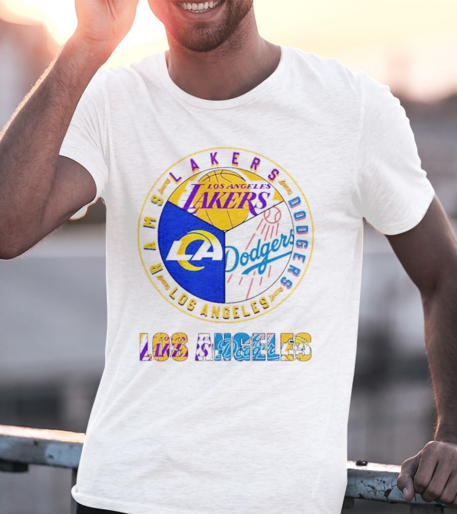 Los Angeles Rams Lakers Dodgers Circle Mashup T-Shirt