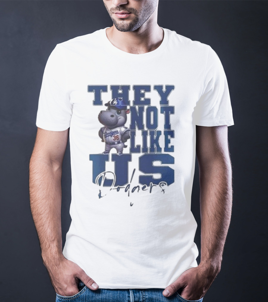 THEY NOT LIKE US Dodgers Moo Deng X Los Angeles Dodgers T-Shirt