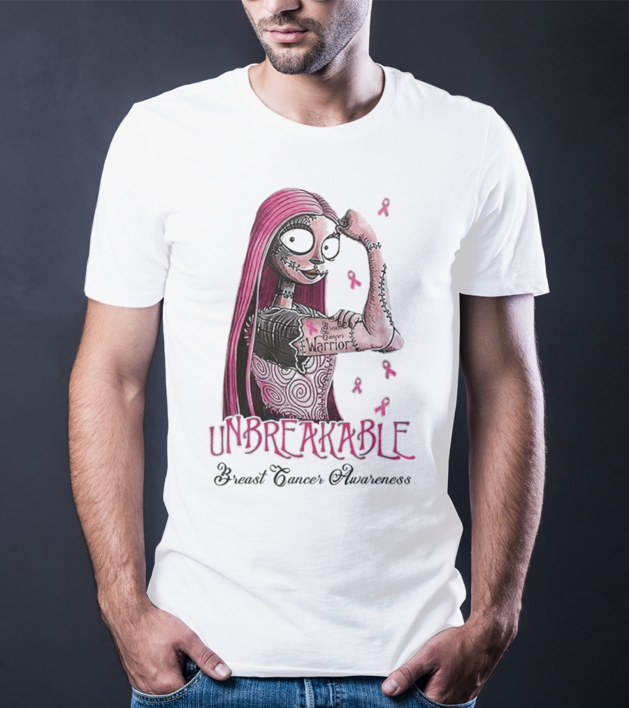 The Nightmare Before Christmas Sally Unbreakable Breast Cancer Awareness Warrior T-Shirt