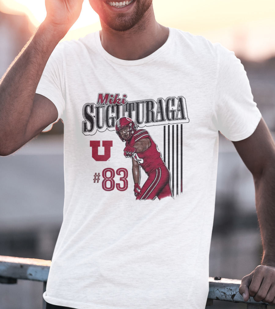 Miki Suguturaga Utah Utes #83 Football Cartoon Player T-Shirt