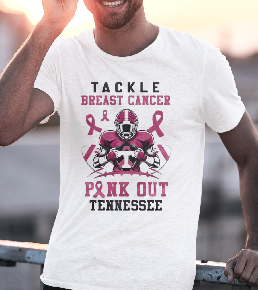 Tackle Breast Cancer Pink Out Tennessee Football T-Shirt