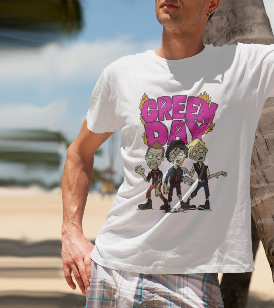 Green Day Zombie Band Cartoon Characters T-Shirt