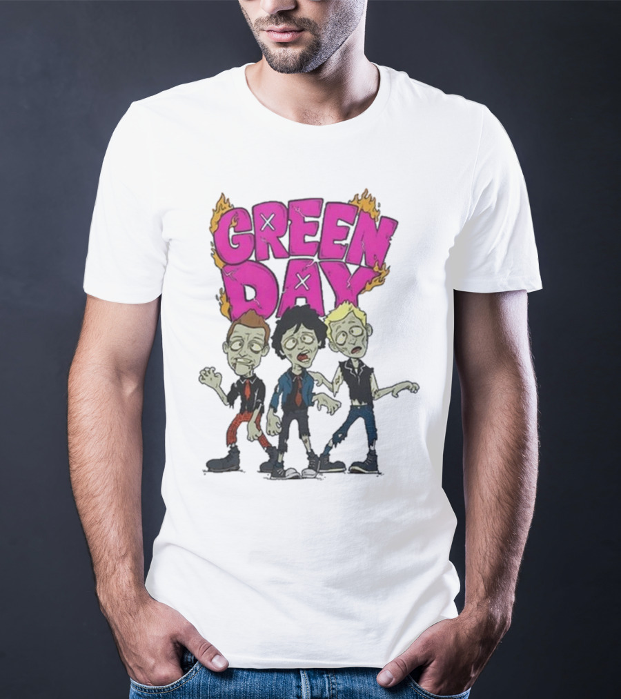 Green Day Zombie Band Cartoon Characters T-Shirt