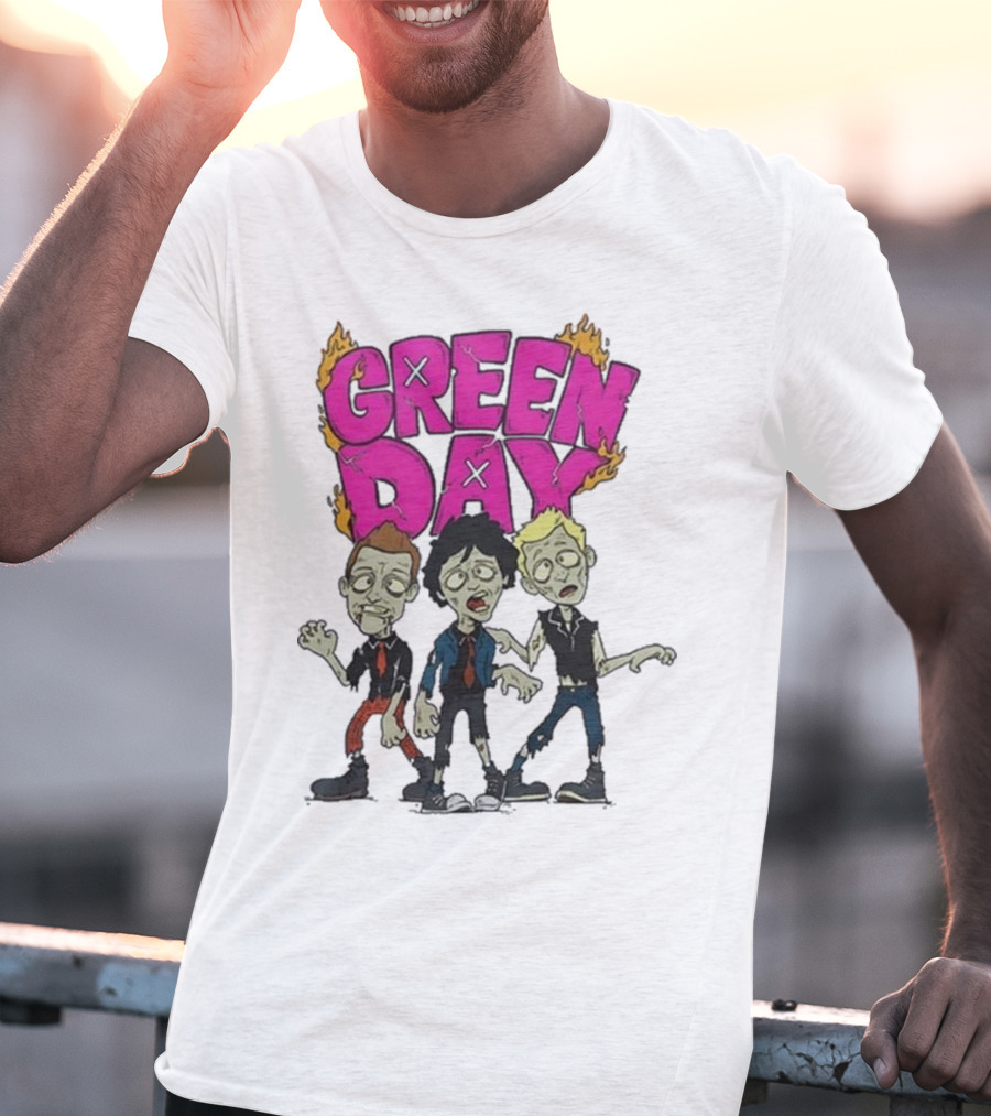 Green Day Zombie Band Cartoon Characters T-Shirt