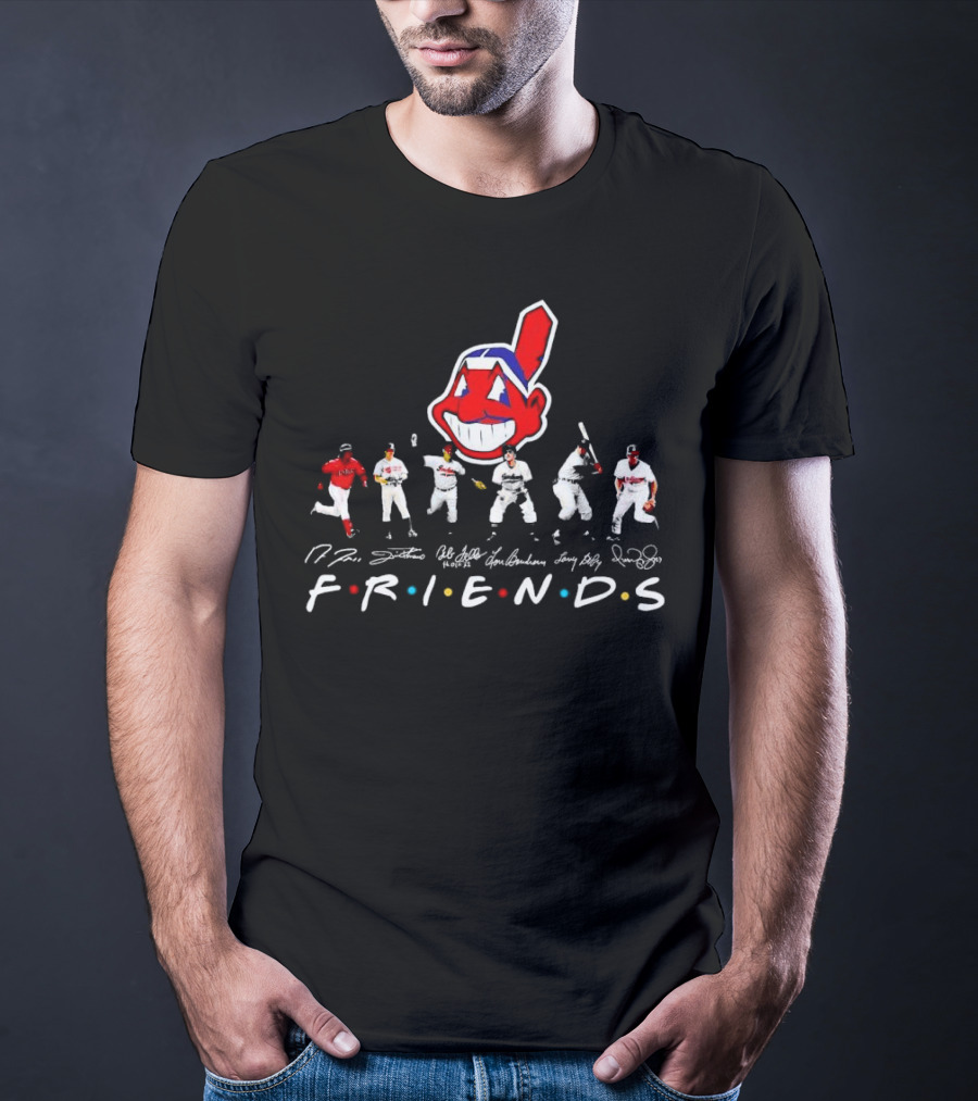 Friends Cleveland Guardians Chief Wahoo Players Signatures T-Shirt