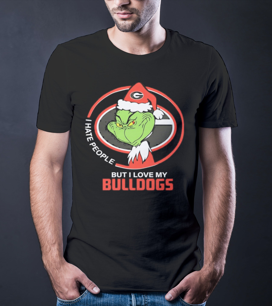 Georgia Bulldogs Christmas Grinch I Hate People But I Love My Bulldogs T-Shirt