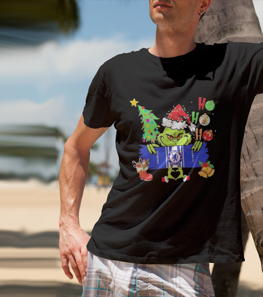 Grinch Ho Ho Ho Chelsea FC Christmas Festive Football Fun T-Shirt