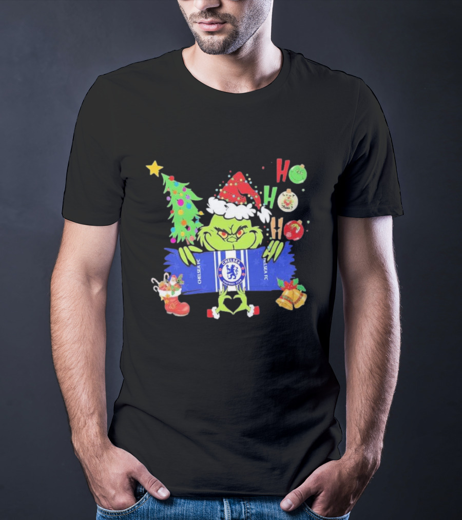 Grinch Ho Ho Ho Chelsea FC Christmas Festive Football Fun T-Shirt