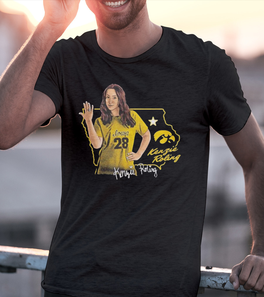 Iowa Kenzie Roling 28 Hawkeyes Cartoon Player T-Shirt