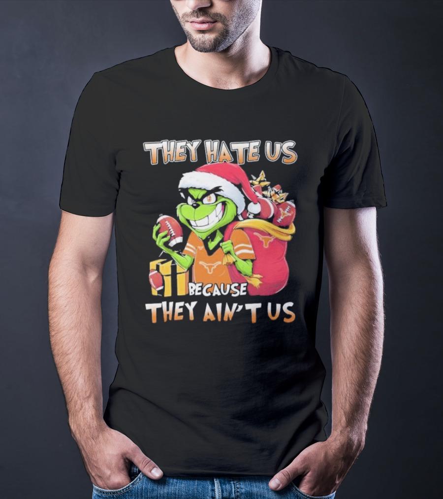 Texas Longhorns Grinch They Hate Us Because They Ain't Us Christmas Football Santa Hat Gift Bag T-Shirt