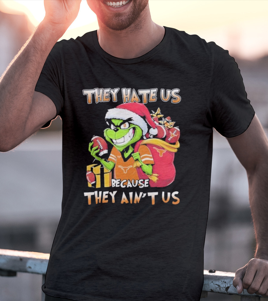 Texas Longhorns Grinch They Hate Us Because They Ain't Us Christmas Football Santa Hat Gift Bag T-Shirt
