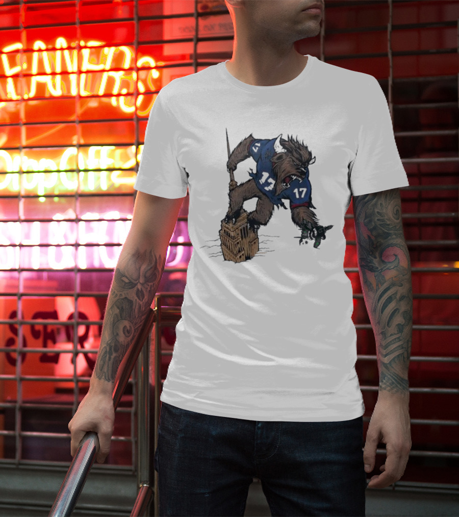 Buffalo Bills King Of New York Mascot Towering Beast Number 17 T-Shirt