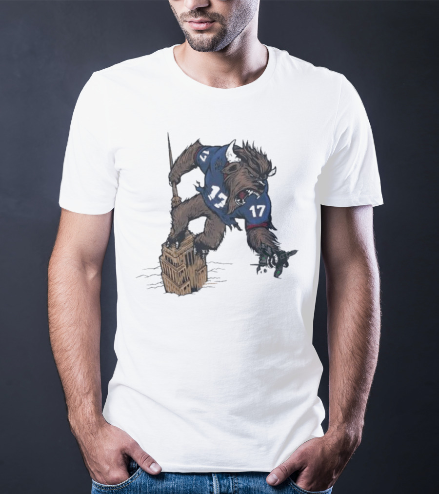 Buffalo Bills King Of New York Mascot Towering Beast Number 17 T-Shirt