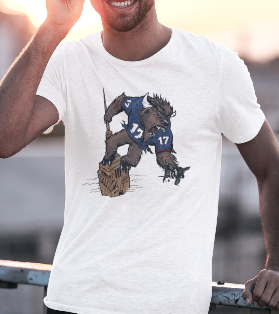 Buffalo Bills King Of New York Mascot Towering Beast Number 17 T-Shirt