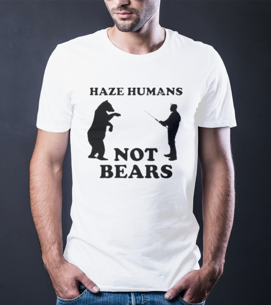 Haze Humans Not Bears Silhouette Of Person And Bear Confrontation T-Shirt