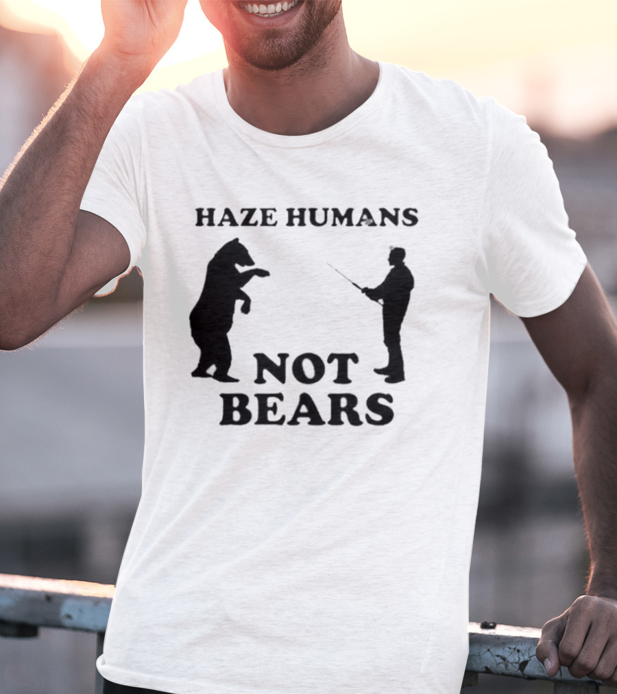 Haze Humans Not Bears Silhouette Of Person And Bear Confrontation T-Shirt