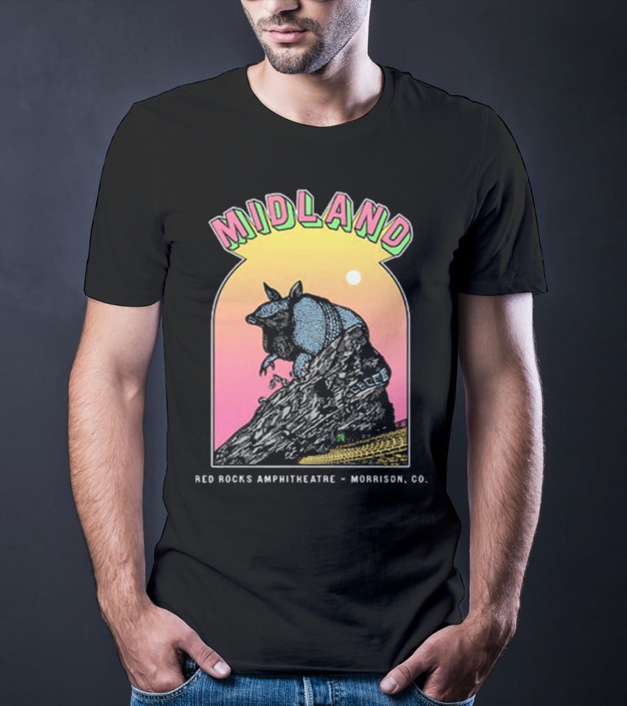 Midland Red Rocks Amphitheatre Armadillo Morrison CO T-Shirt