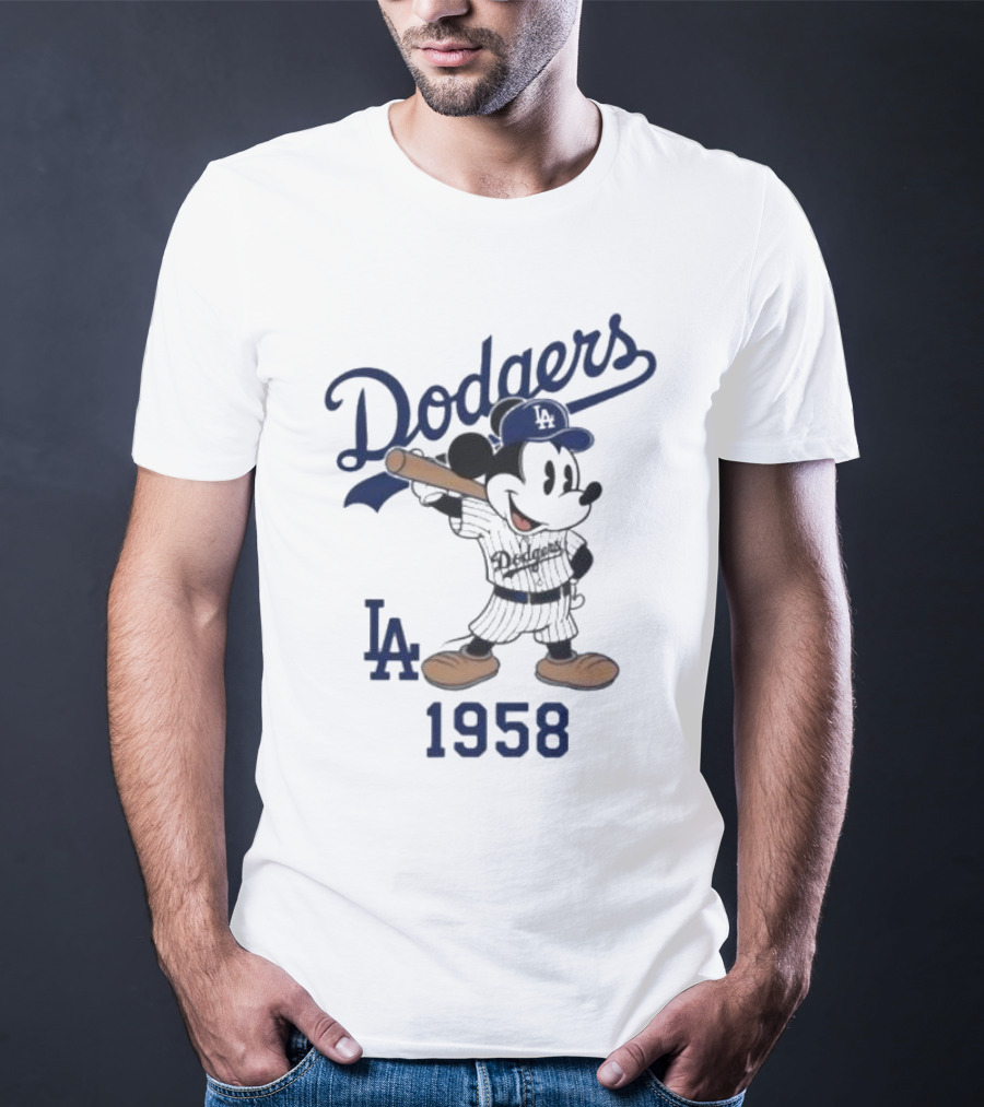 Mickey Mouse Los Angeles Dodgers 1958 LA Baseball T-Shirt