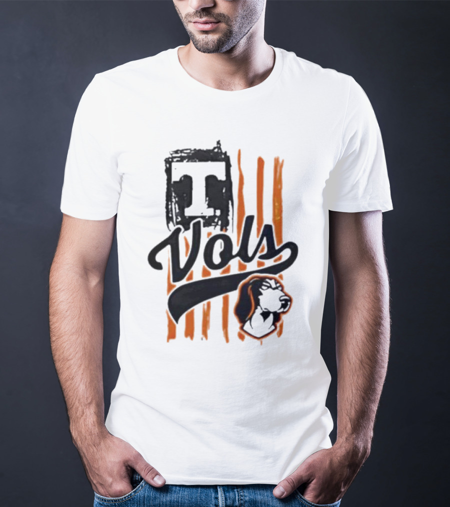 Vols T Logo With Dog And Orange Stripes T-Shirt