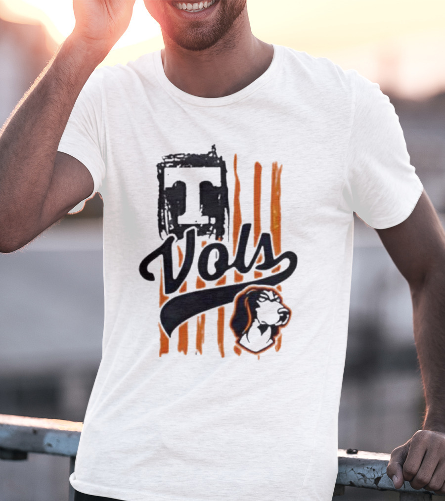 Vols T Logo With Dog And Orange Stripes T-Shirt