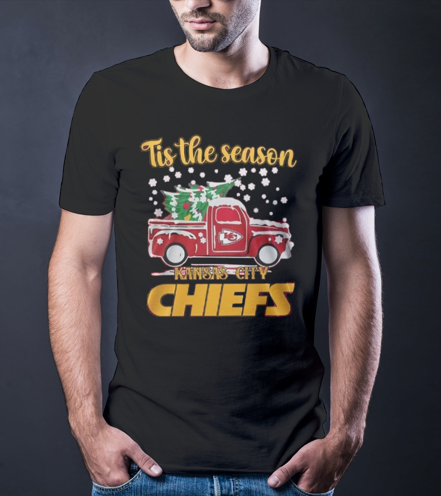 Tis The Season Kansas City Chiefs Christmas Truck Snowflakes T-Shirt
