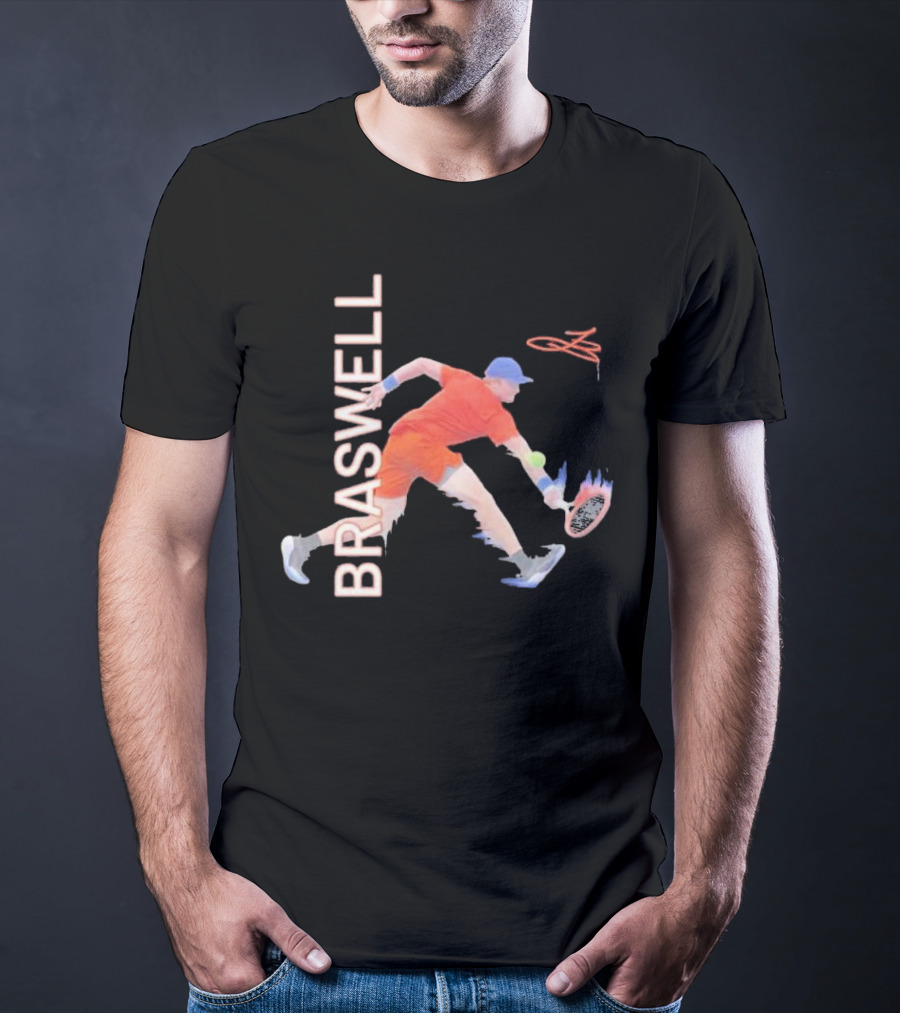 Braswell Tennis Player Signature Action With Dynamic Stroke T-Shirt