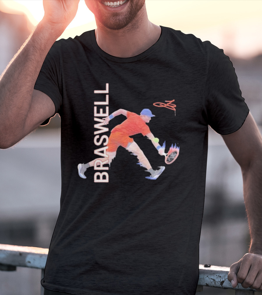 Braswell Tennis Player Signature Action With Dynamic Stroke T-Shirt