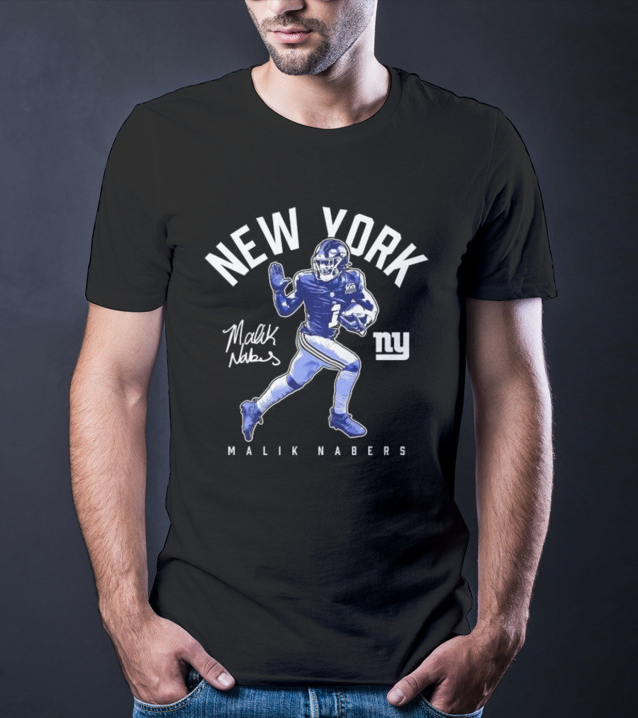 New York Malik Nabers Giants Stiff Arm T-Shirt