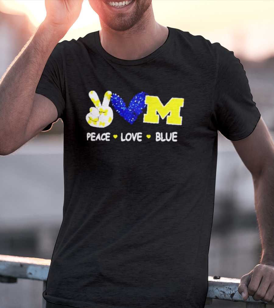 Peace Love M Blue T-Shirt