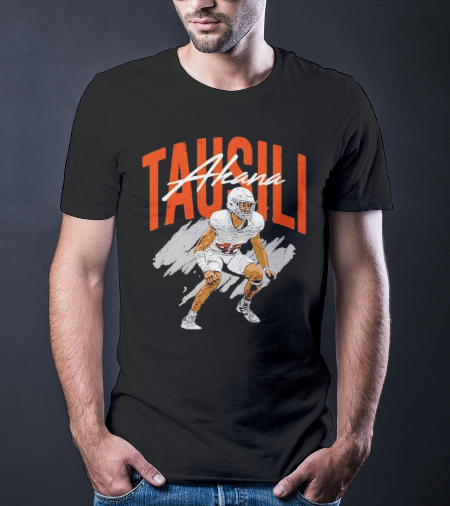 Tausili Akana Texas Longhorns Player Football Action T-Shirt