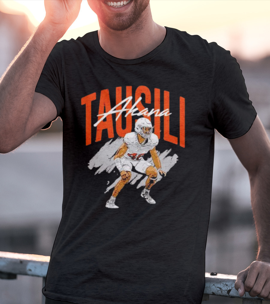 Tausili Akana Texas Longhorns Player Football Action T-Shirt