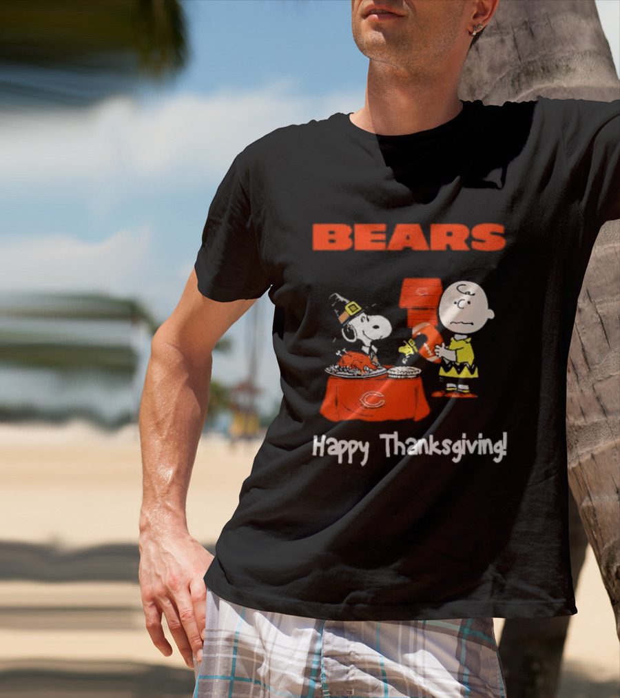 BEARS Chicago Charlie Brown And Snoopy Happy Thanksgiving T-Shirt